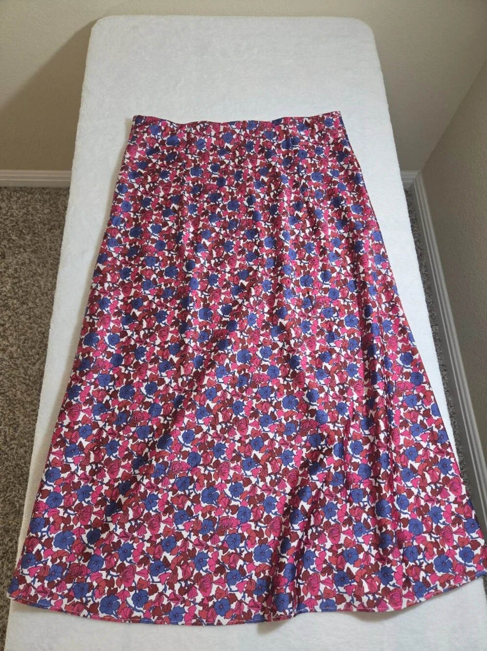 J.Crew Gwyneth Slip Skirt Berry Floral Midi A-Line Size M